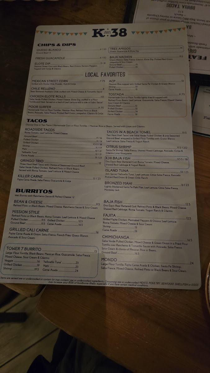 K38 Baja Grill Menu - Image 4